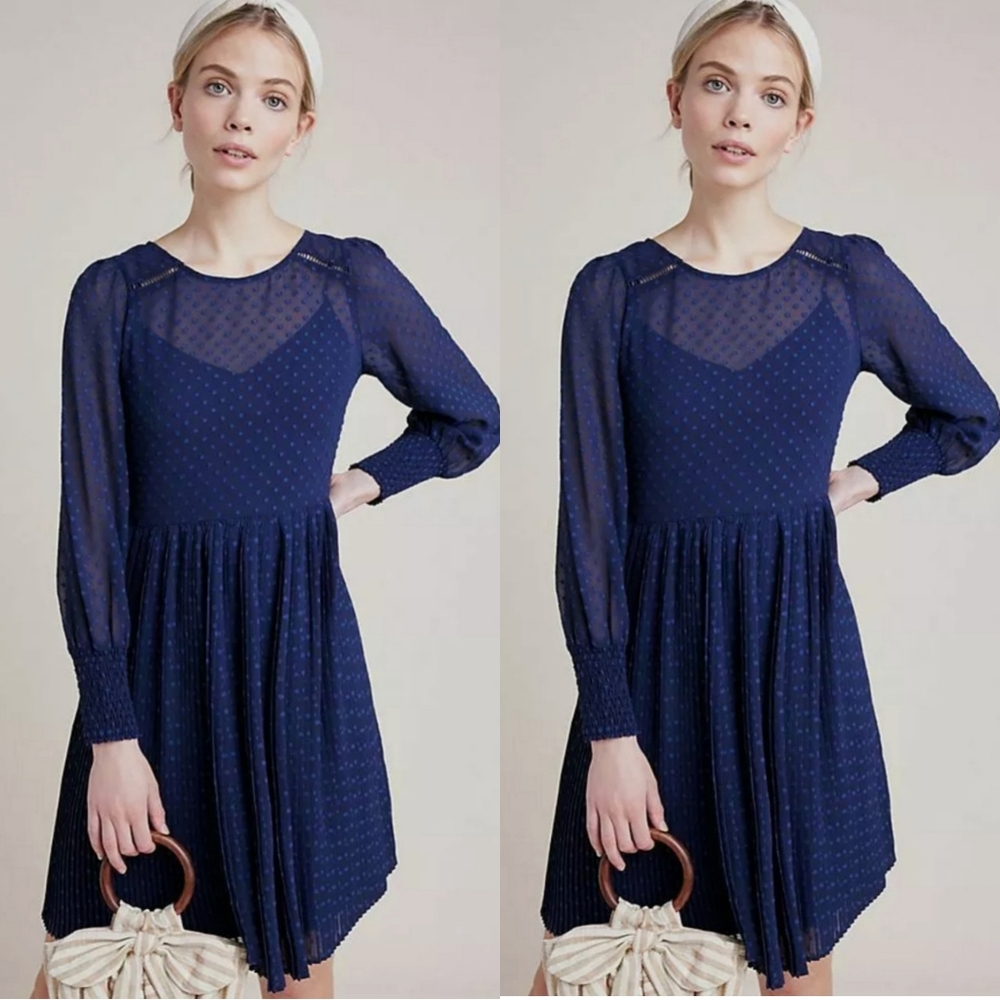 Maeve by anthropologie blue pleated tunic - Picture 1 of 6